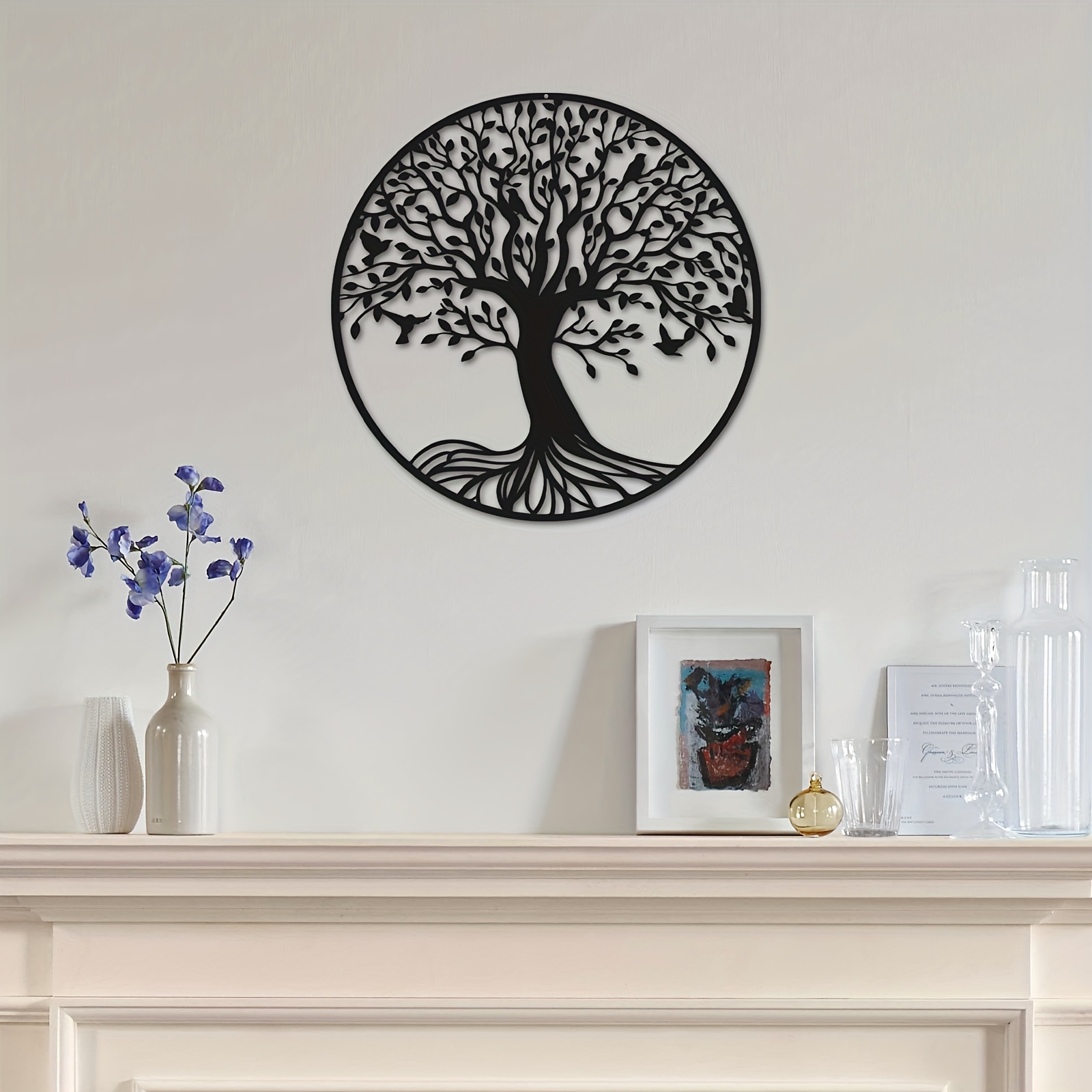 Art mural en métal, arbre de vie, logo de famille d'arbre en métal