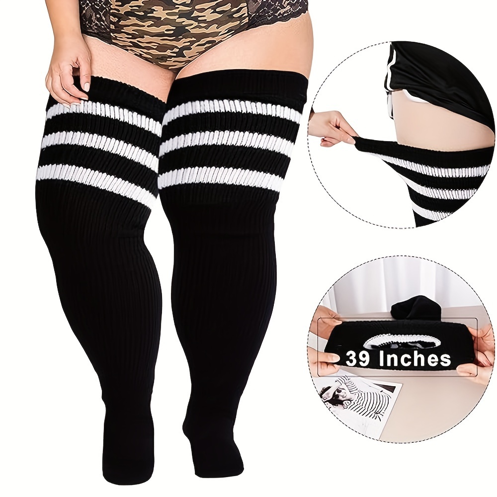 Plus Size Casual Thigh High Socks Set Plus Size Solid - Temu Canada