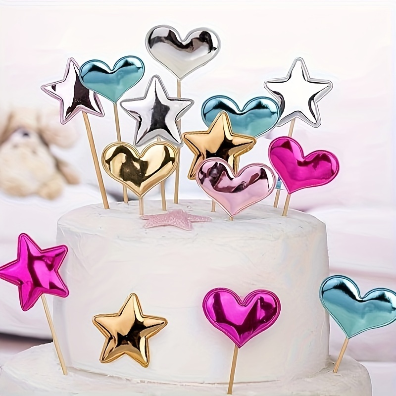 

1 Pack/100pcs, Cake Decorations, Birthday Cake Decorations, Cake Toppers, Happy Birthday, Cupcake Toppers With Stars And Love, Party Decor Supplies