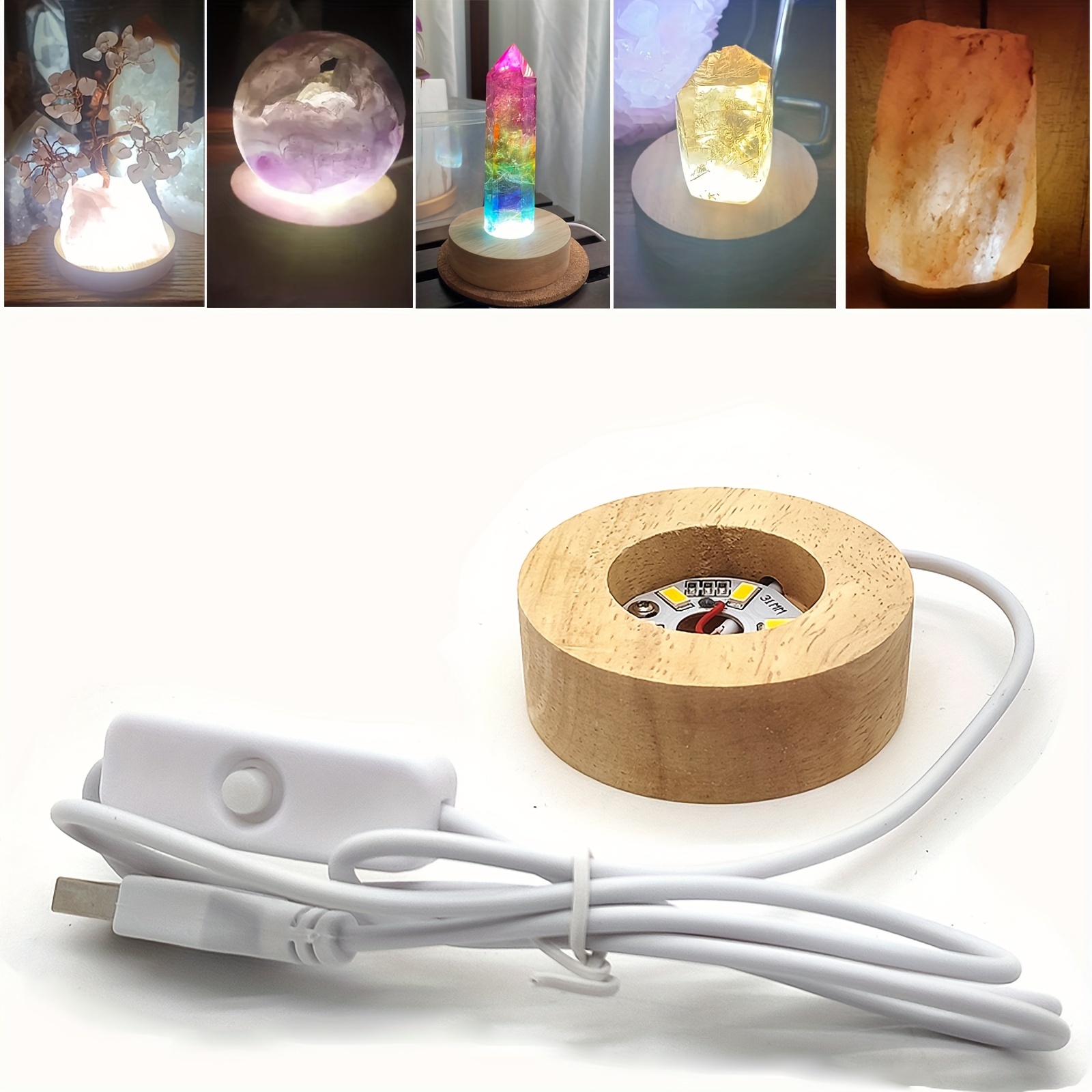 1pc sold wood led light base perfect for 3d crystal and art display also for bedside reading and ambient lighting details 1