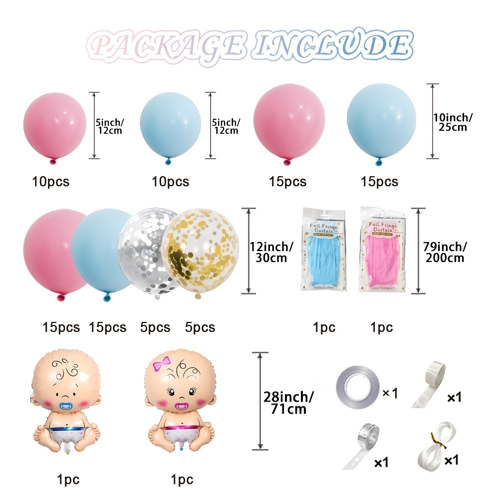 Party Baby Shower GENDER REVEAL Boy or Girl Balloon Decoration Kit Supplies  Set