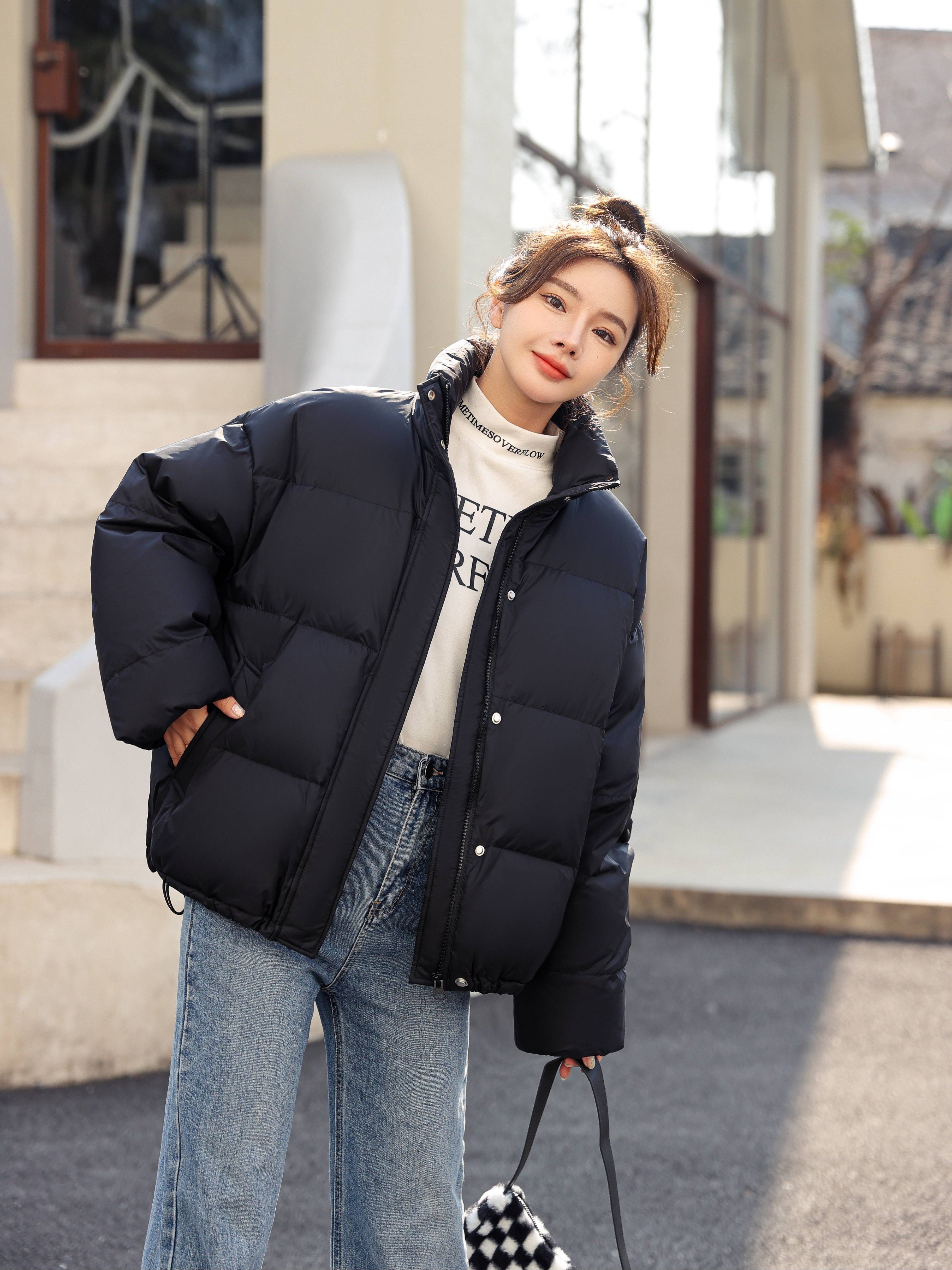 Solid Simple Parka Casual High Neck Long Sleeve Winter Warm - Temu