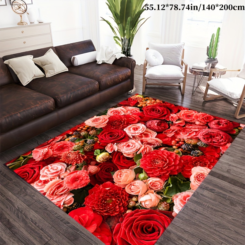 クリスタルベルベットの花柄の大きなカーペットエリアカーペット
