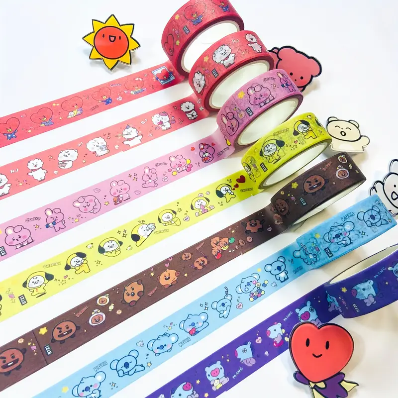 Adorable Cartoon Washi Tape - Perfect For Kpop Crafts, Diy