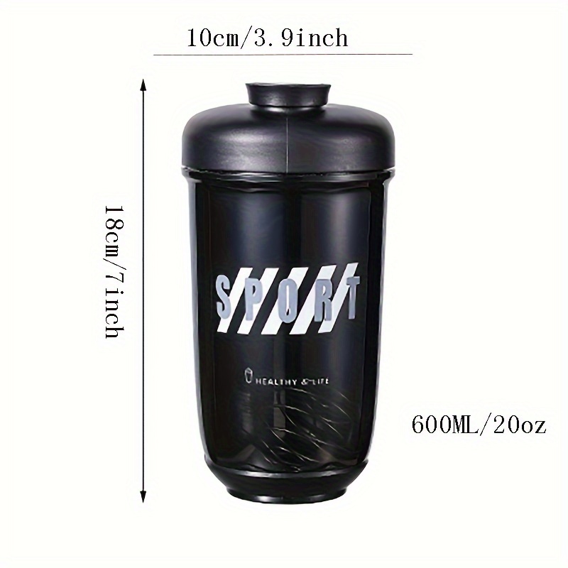 Electric Protein Shaker Bottle, 600ml Protein Powder Mixing Bottle, 20 for  Sports, Travel, Fitness, Gym, Outdoor Black 