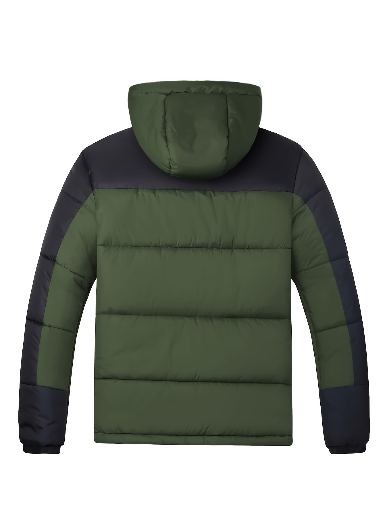 mens casual color block padded jacket for fall winter army green 1