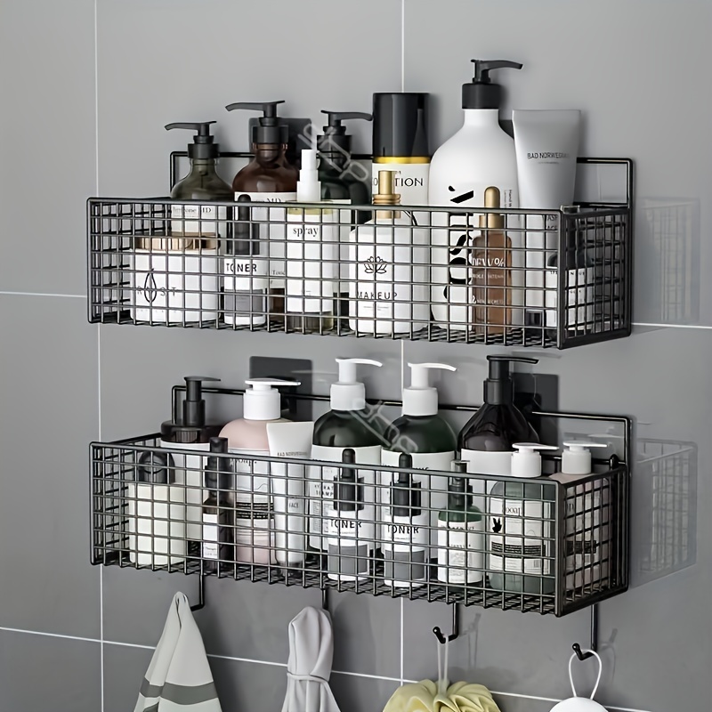 Wall-mounted Bathroom Storage Rack with Hooks