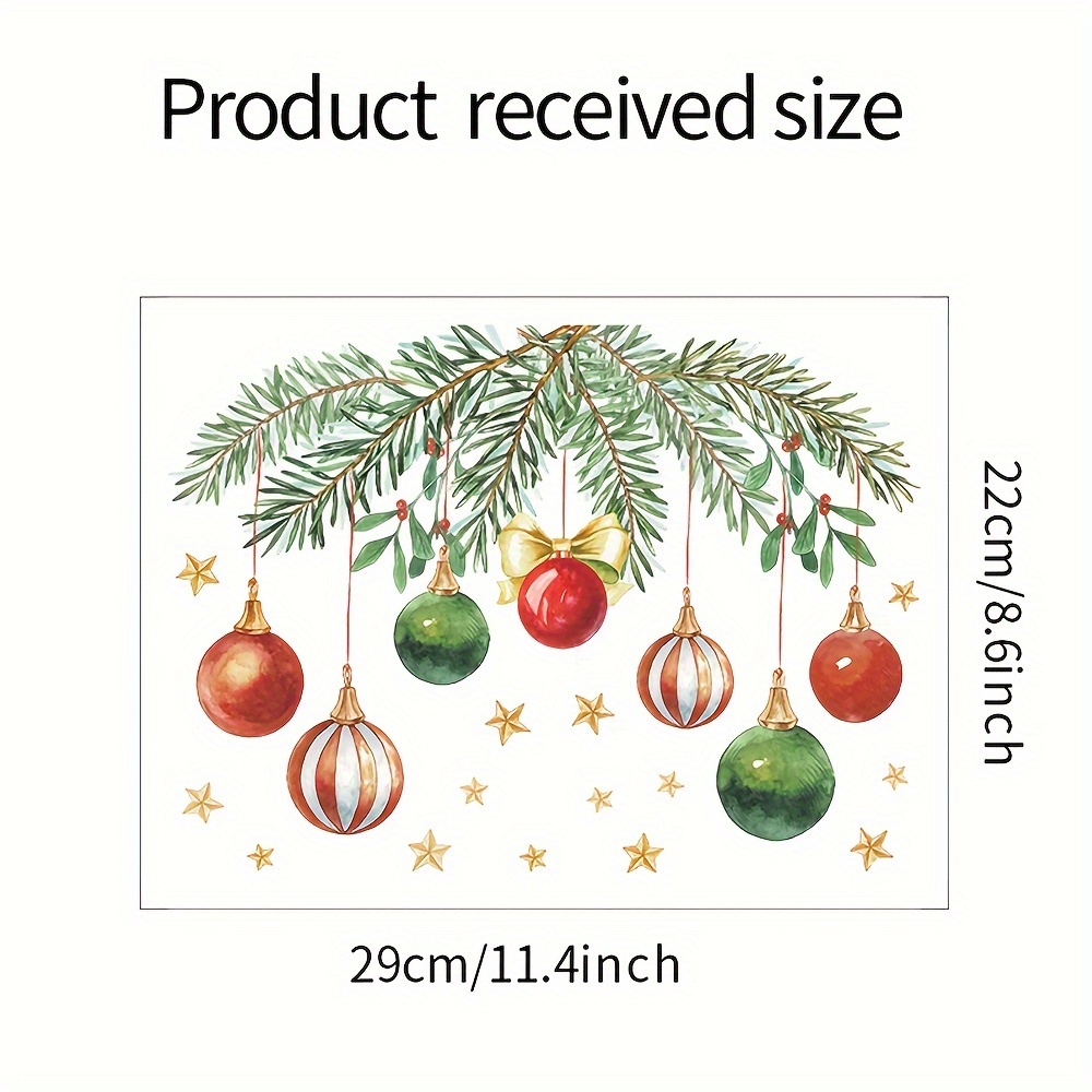 A Christmas-themed Toilet Sticker Featuring Christmas Leaves And Ball Lights, Removable Vinyl Decal, Suitable For Decorating Bathroom Toilets, Home Decor, Measuring 8.6*11.4 Inches