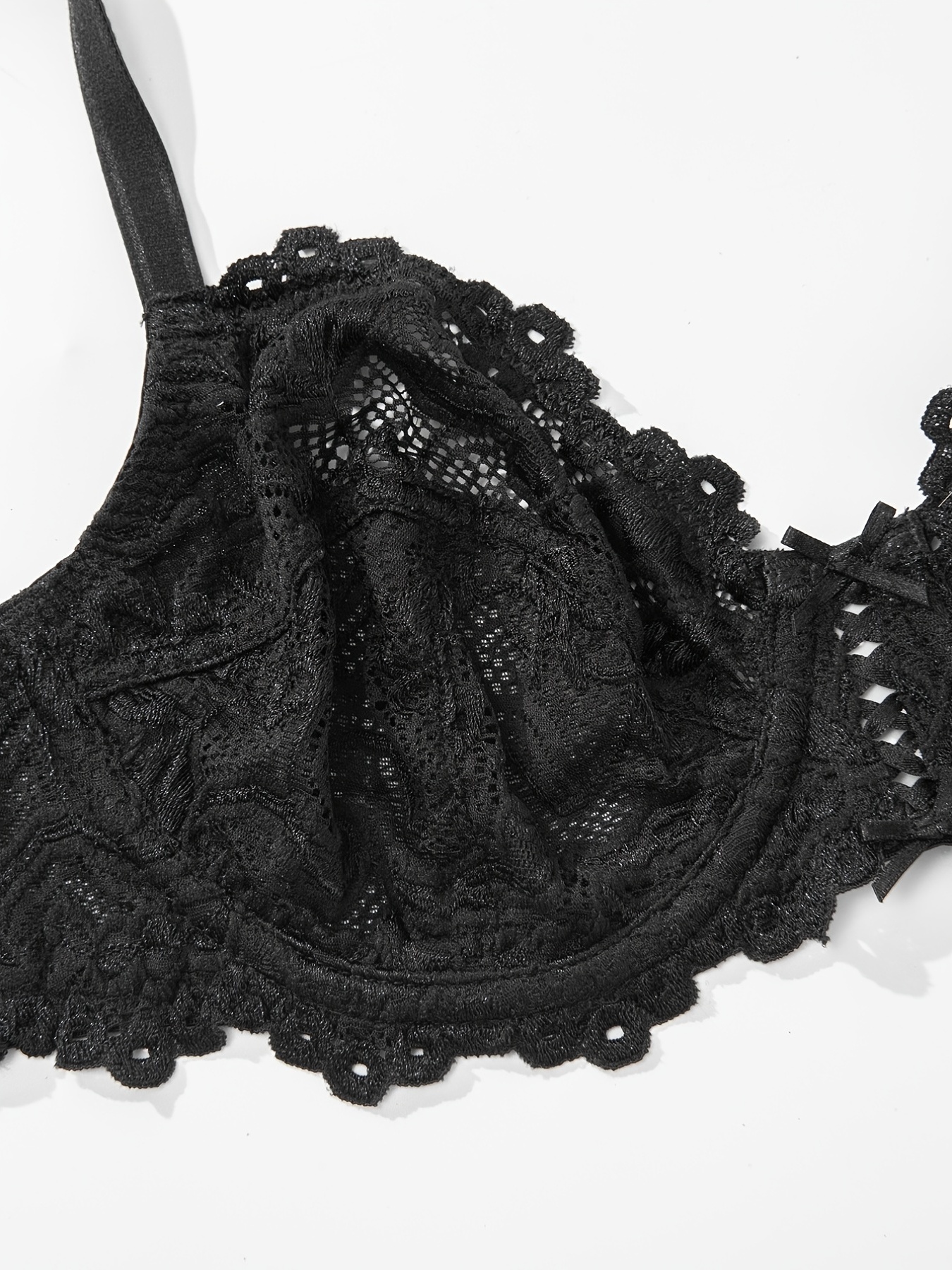 Non-padded Underwire Lace Bra - Black - Ladies