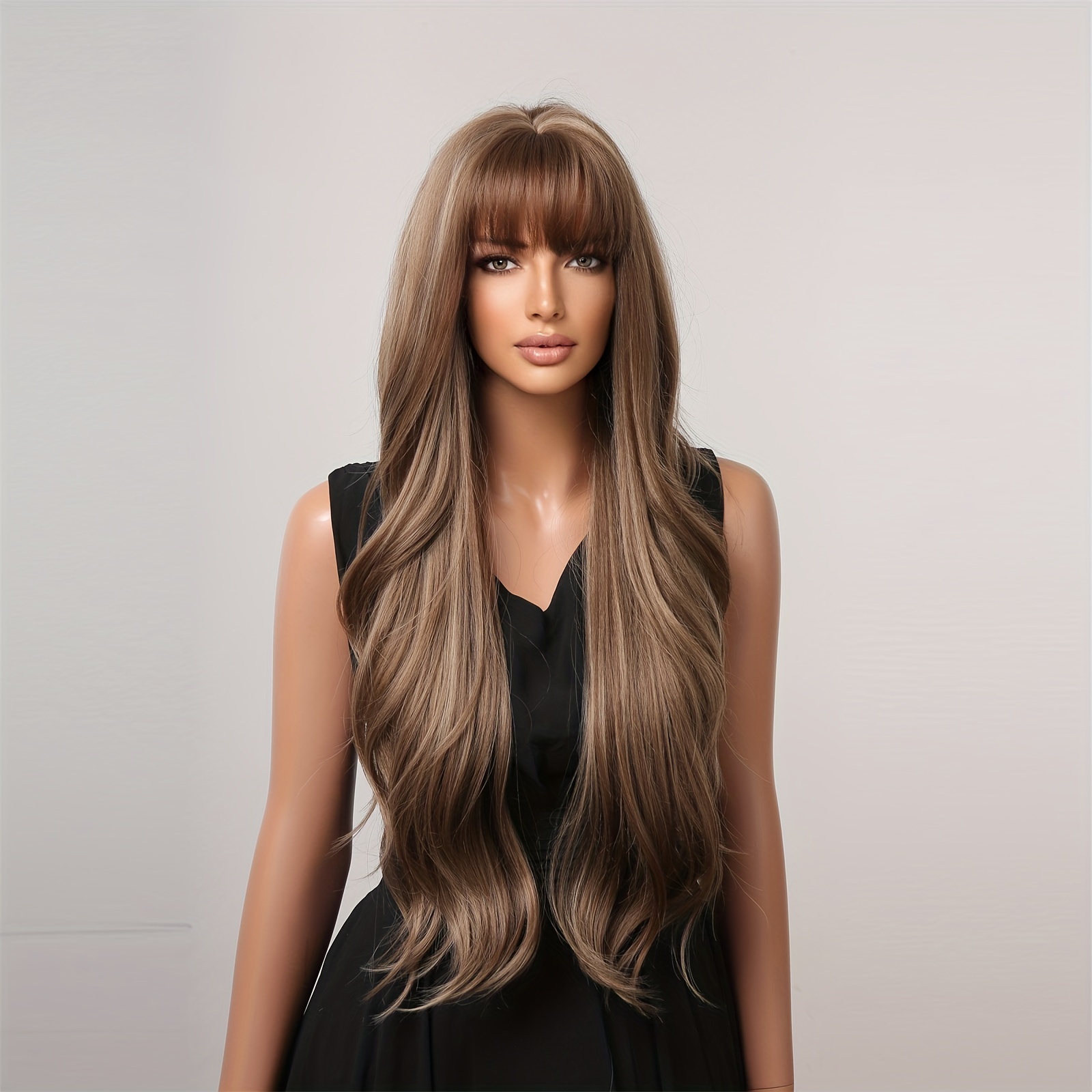 Super Long Straight Hair Wigs Black Synthetic Heat Resistant - Temu