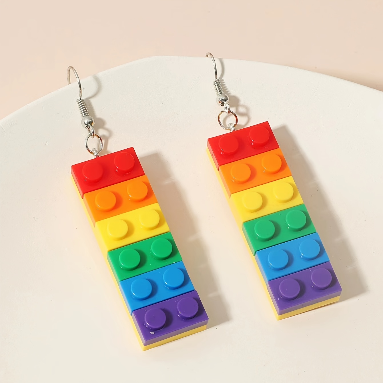 Colorful Building Block Dangle Earrings Y2K Ear Jewelry