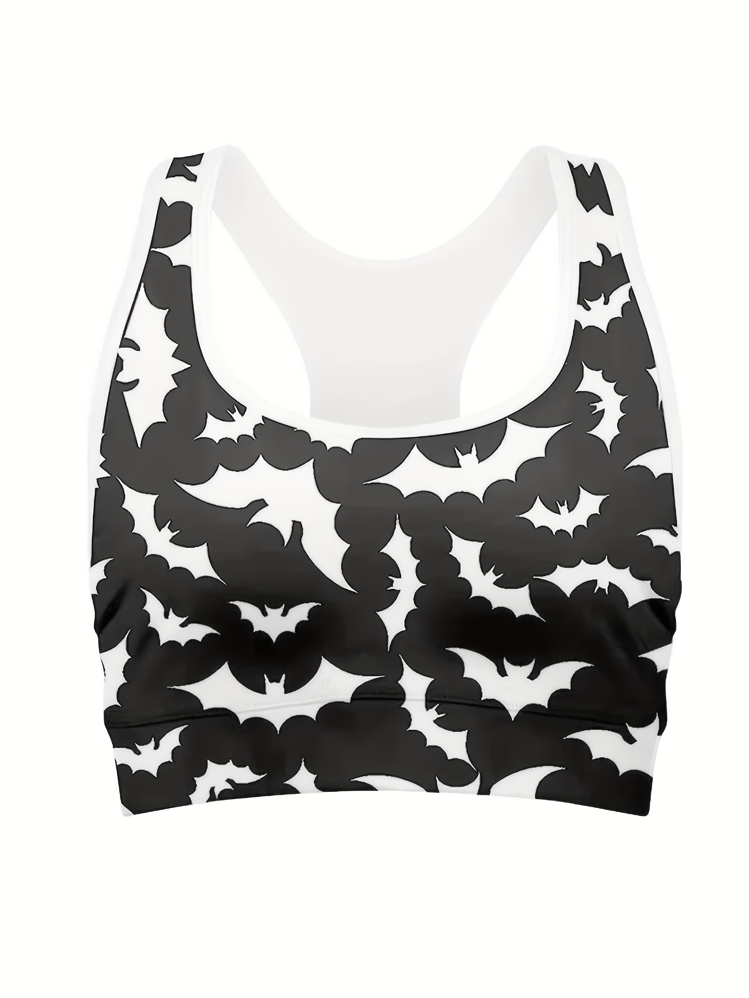 Plus Size Halloween Sports Bra Women's Plus Bat Print Racer - Temu