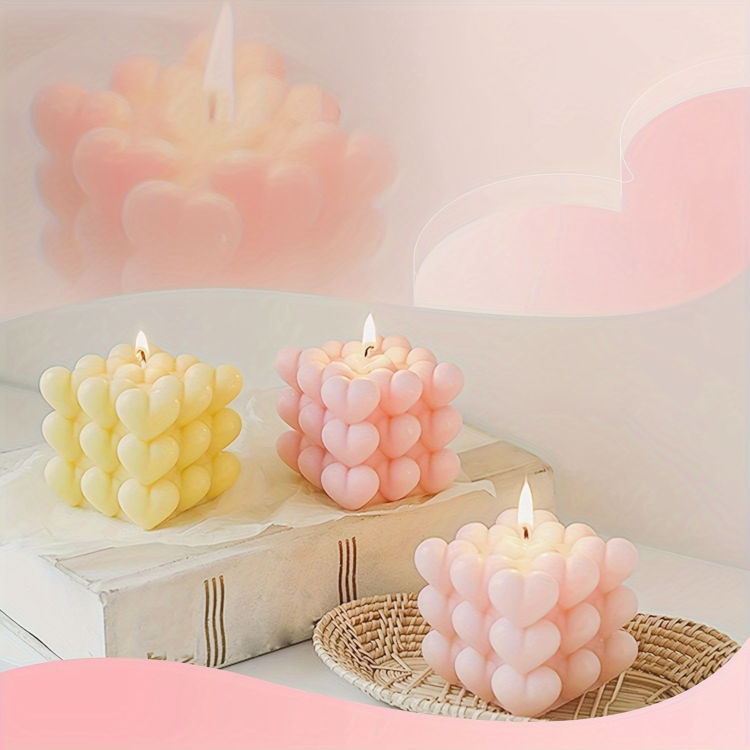 1pc Bubble Candle Molds - Silicone Mold for Candles Making, DIY 3D Moulds  for Soy Wax, Beeswax, Scented Candle, Valentine's Day Gifts (Heart Bubble)