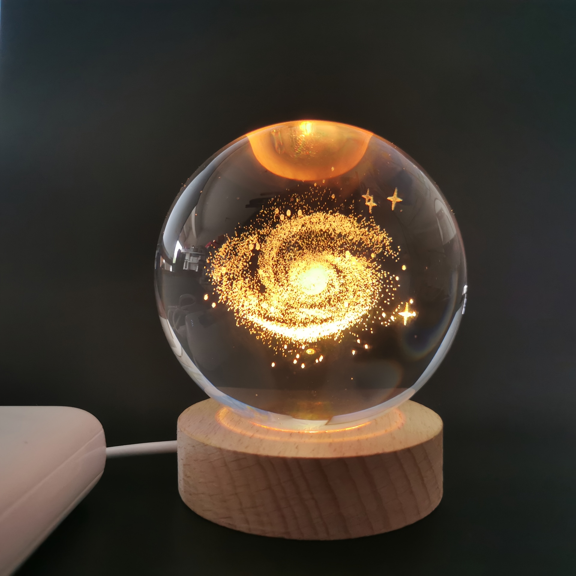 Blensson - Lampe Galaxy - 3D - Veilleuse - Enfants - Lampe d'ambiance -  Boule de verre