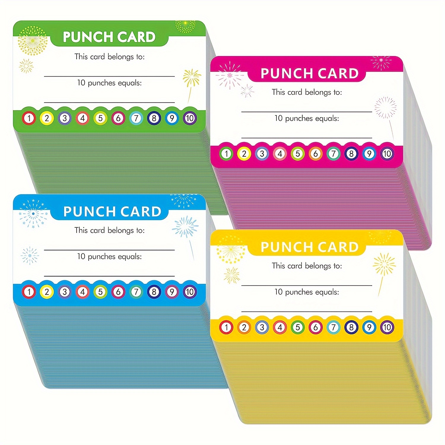 Rainbow Punch Card for Kids, Classroom Incentive Rewards (3.5 x 2 In, 60  Pack)