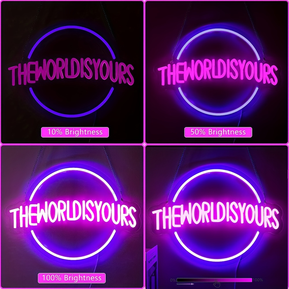 The World Is Yours Neon Sign, Handmade Planet The World Is Yours LED Neon  Light Lamp for Wall Decor, Man Cave Home Bar Bistro Club Cafe Wedding Game