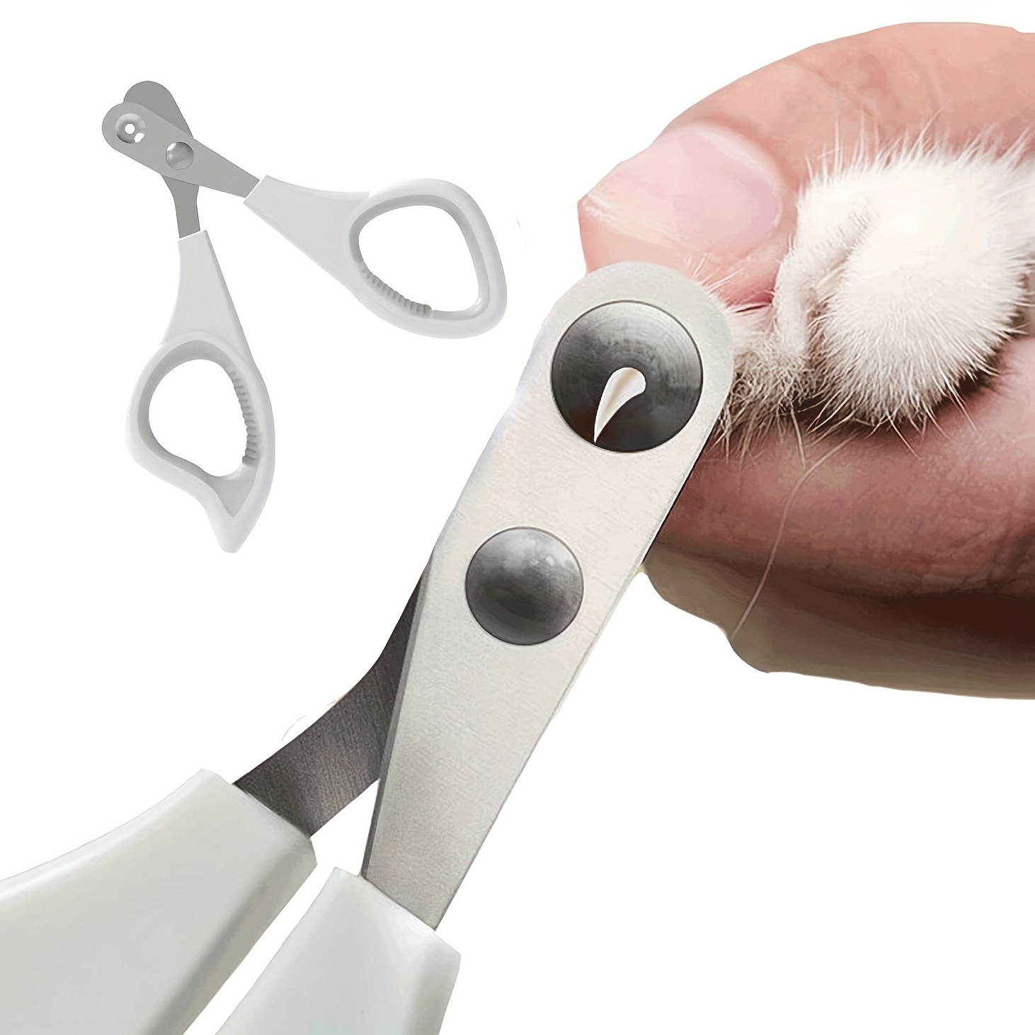 

1pc Professional Stainless-steel Cat Nail Clippers With 2mm Tapered Hole For Precise Trimming And Comfortable Use