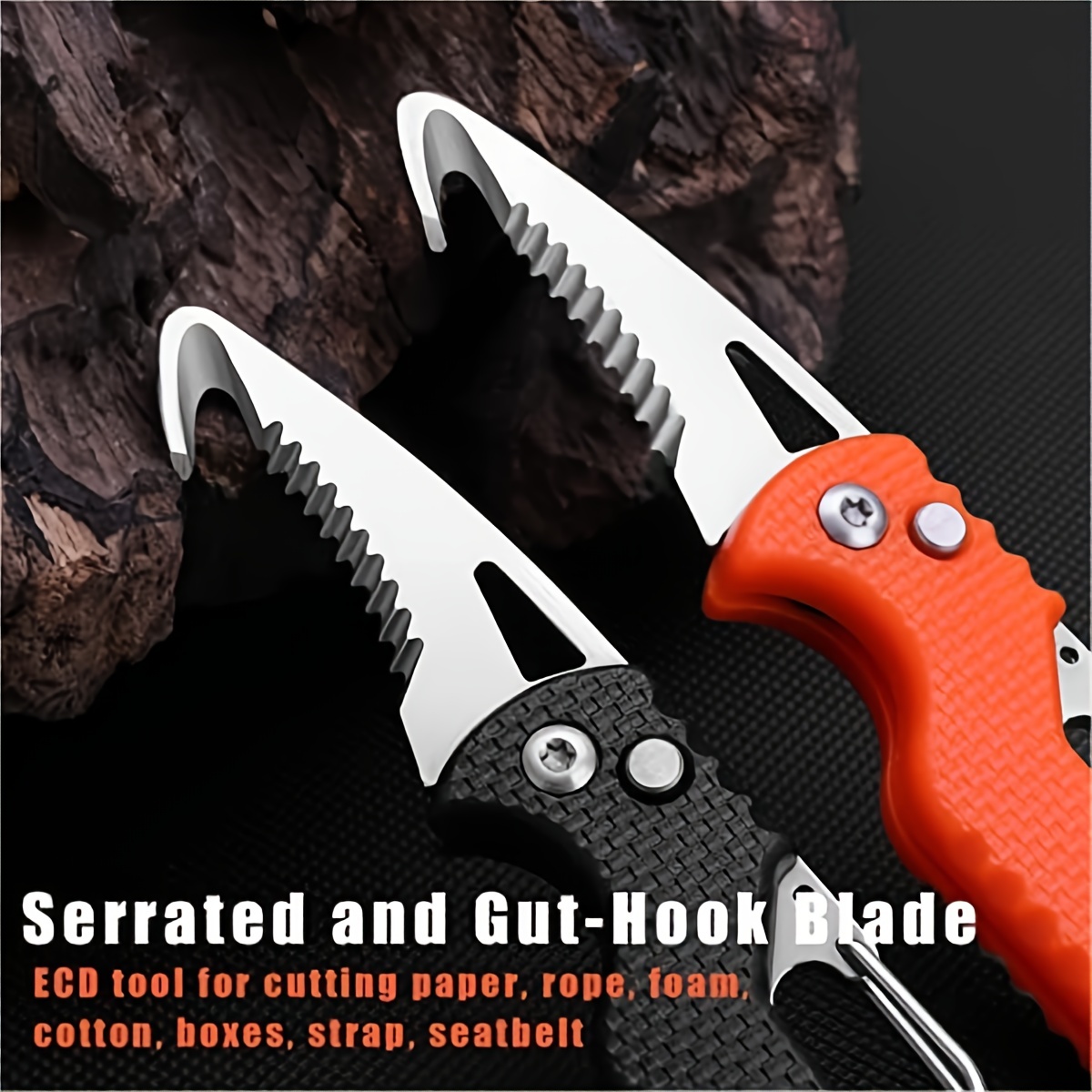 Outdoor Multitool: Serrated Pocket Knife Hook Blade Utility - Temu