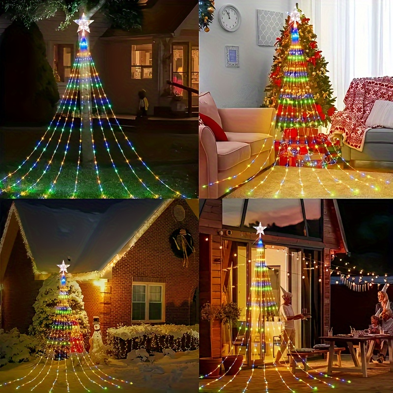 Usb Five pointed Star Waterfall Light Christmas Tree Light - Temu