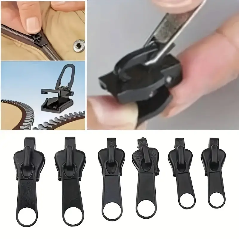 6/12pcs Instant Plastic Zipper Repair Kit: Universal Design And Multiple  Sizes, Easy To Repair And Save Your Clothes!