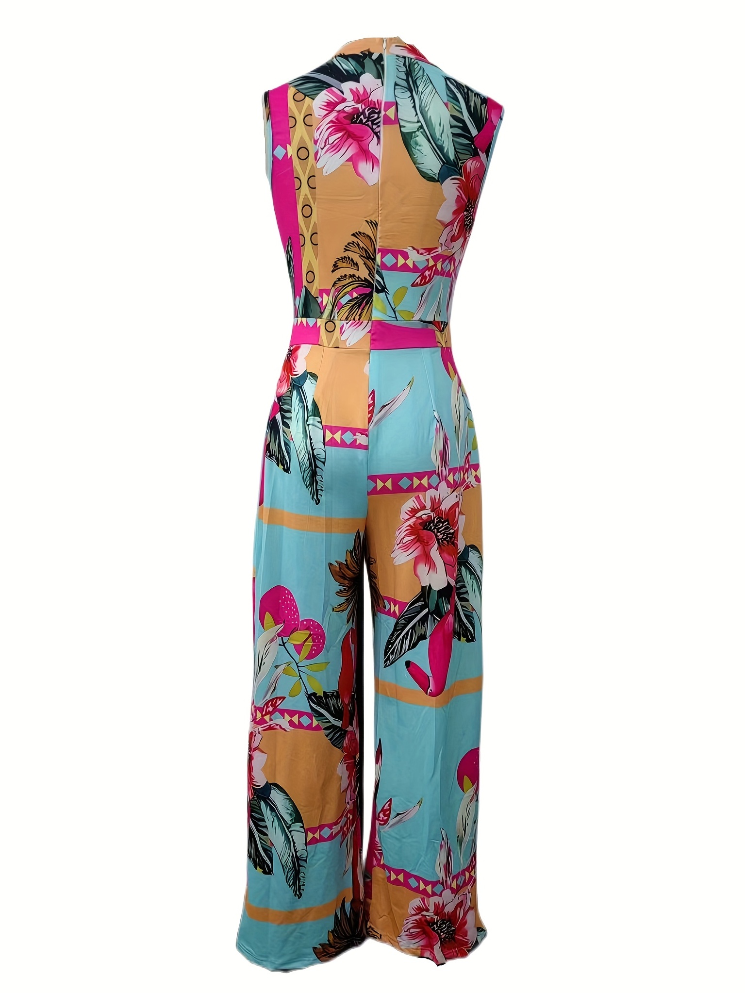 Boho Floral Wide Leg Jumpsuit Sleeveless
