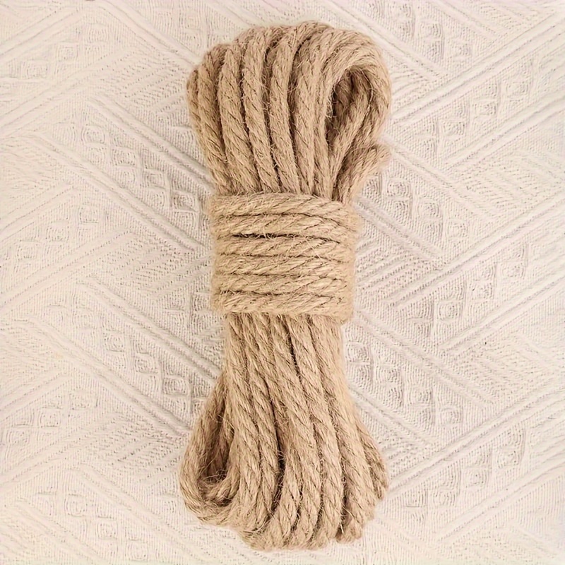 Cuerda de yute natural de 164 pies x 0.394 in, cuerda de cáñamo resistente  de 3/8 pulgadas, la mejor cuerda de yute para arañar y decorar gatos