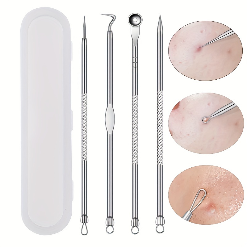 4pcs Blackhead Remover Tool, Pimple Popper Tool Kit, Blackhead Extractor  Tool For Face, Extractor Tool For Comedone Zit Acne Whitehead Blemish,  Profes