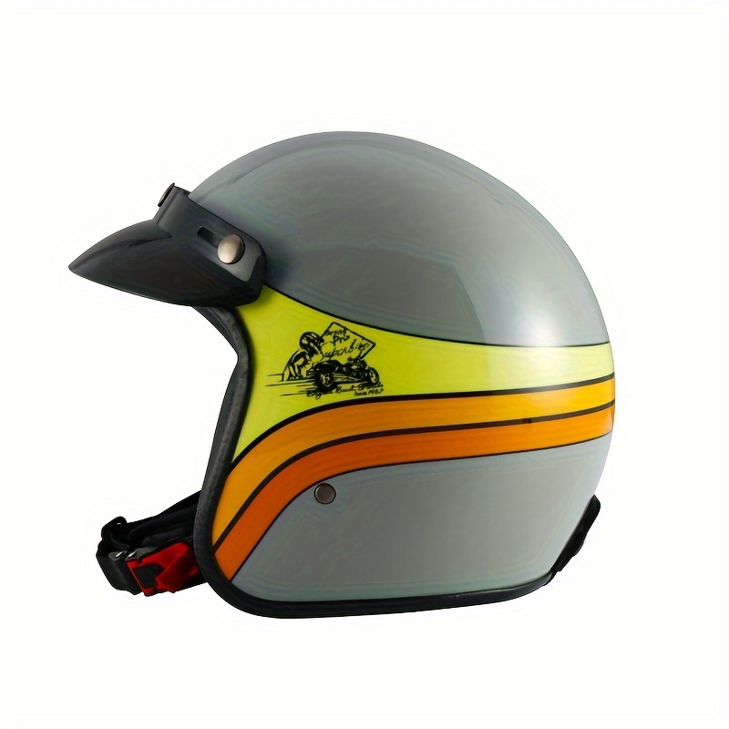 Casco de motocicleta de diseño clásico retro para hombres y mujeres 3/4 de  cara abierta ligero casco de moto DOT/ECE certificado ciclomotor Crash Jet