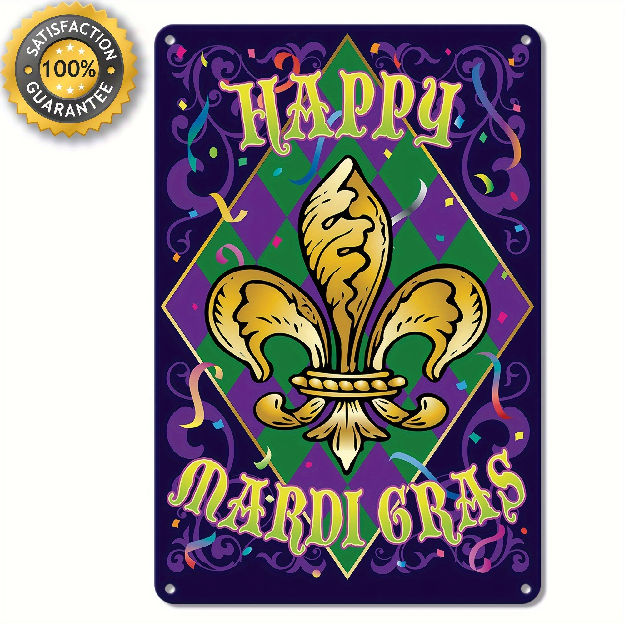 1pc 'happy Mardi Gras'mardi Gras Decorations For Home Door Outdoor