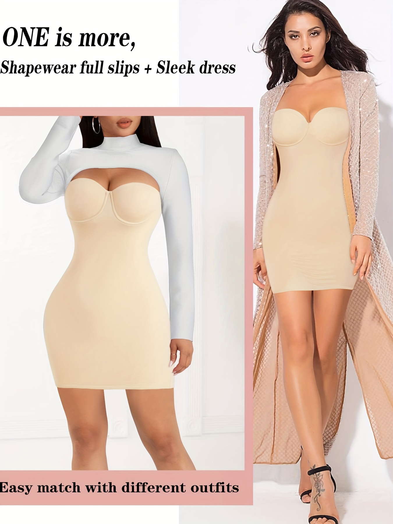 Seamless Shaper Full Body Slip for Under Dresses Slimming Full