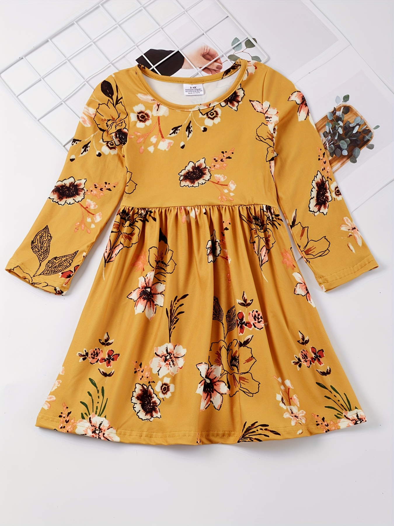 Vestido Amarillo Para Niña - Temu