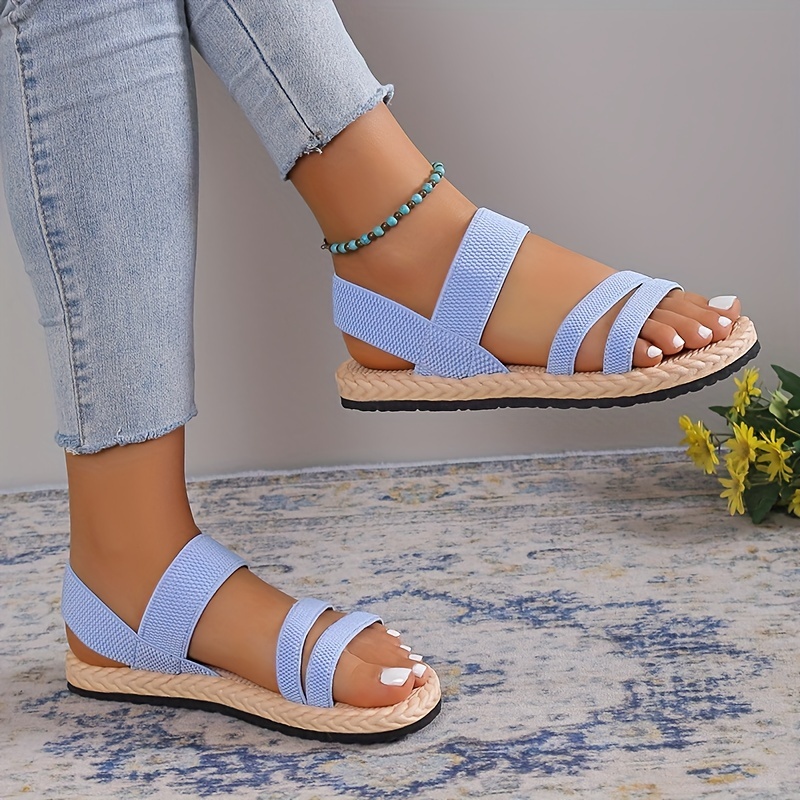 Women Sandals Summer Shoe Lady Casual Sports Elastic Bands Flat