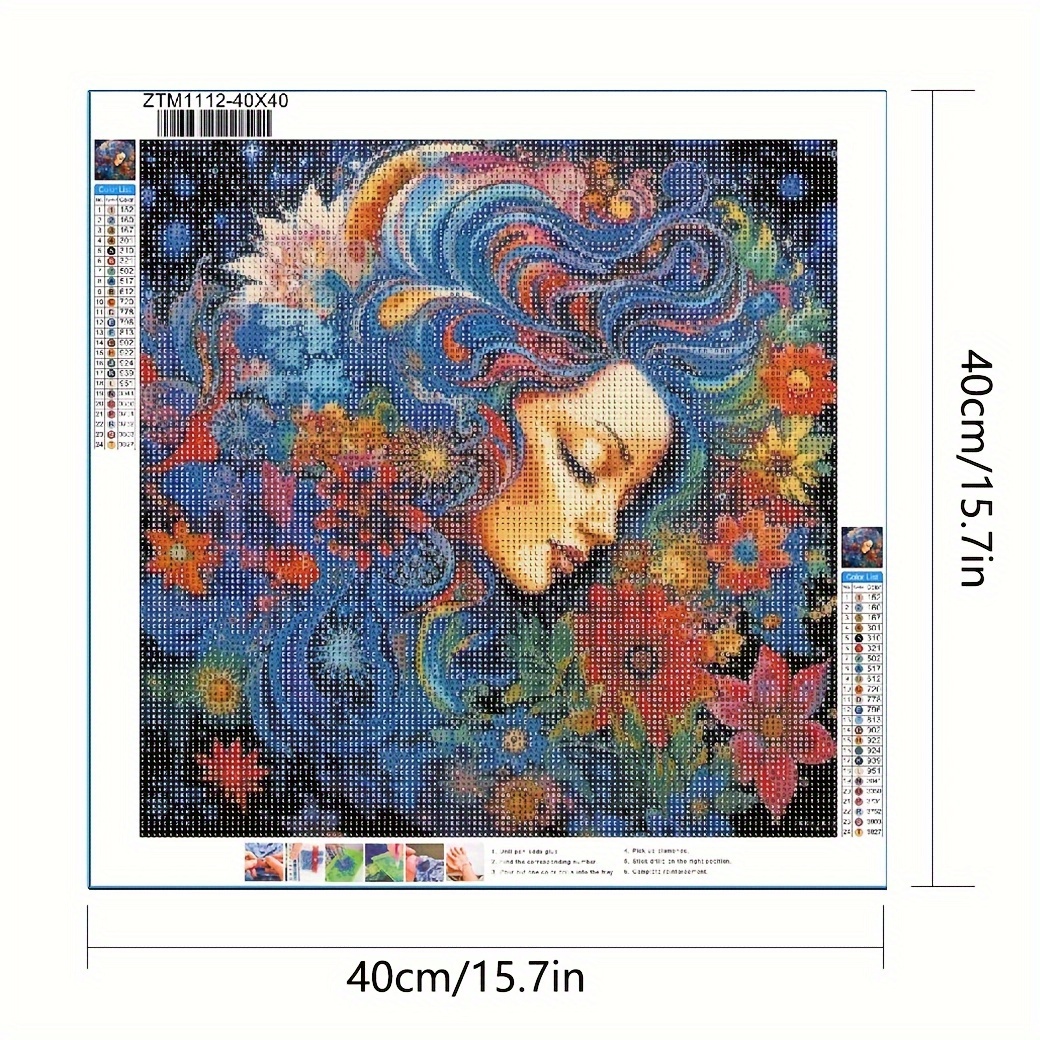 1pc Large Size 40x40cm/ 15.7x15.7in Frameless DIY 5D Diamond Painting Beauty Like Flowers, All Synthetic Diamond Painting, Diamond Art Embroidery Kit, Handmade Home Decor