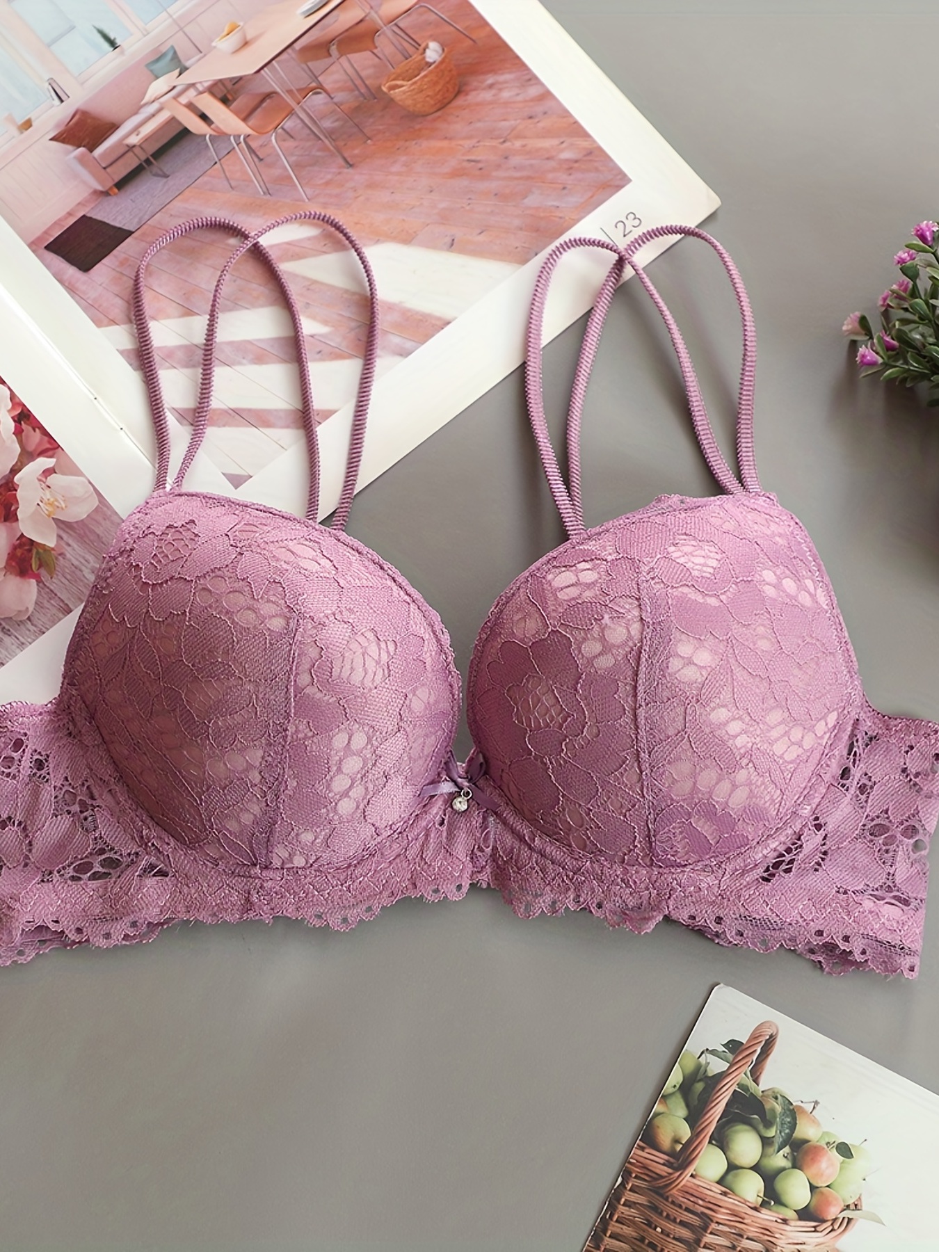 Double Strap Lace Net Bra with removable soft padded for Girl's and Woman's  Fashion