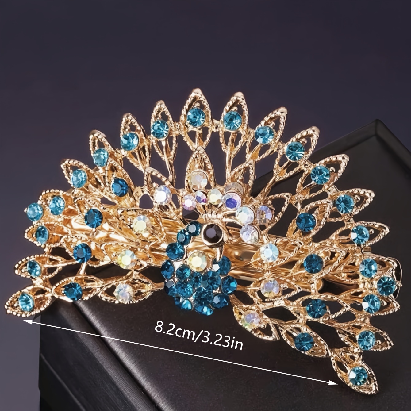 1pcs elegant peacock design hair clip vintage rhinestone decor hairpin headwear barrette for women details 3