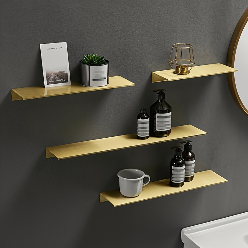Brushed Golden Black White Bathroom Storage Rack Modern Bathroom Shelves  Kitchen Wall Shelf Home Accessories - Temu
