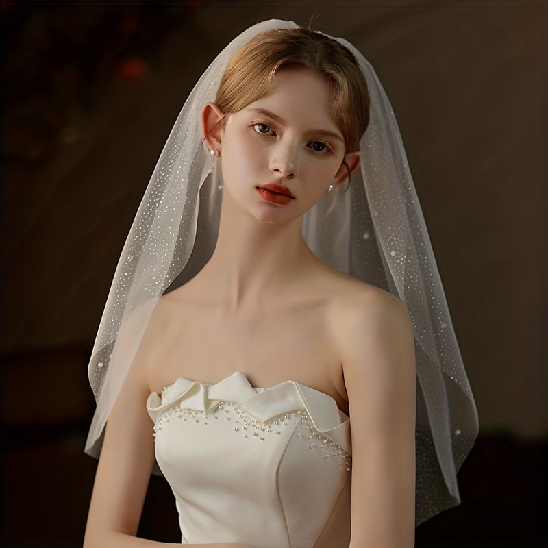Wedding Veils For Brides White Veil With Comb Bowknot Bridal - Temu