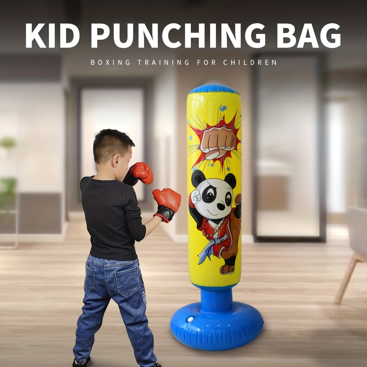 Kids Punching Bag Set For Children, Boxing MMA Kickboxing Boxing Gloves,  Premium PU Leather For Indoor Use Filling Not Included