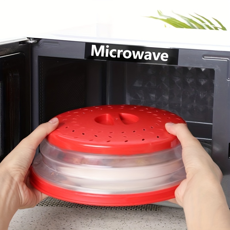 Microwave Splatter Cover, Collapsible Microwave Splatter Cover For Food,  Microwave Cover, Fruit Vegetables Colander, Plastic Microwave Cover, Microwave  Plate Cover Lid, Plate Cover For Bowls Plates Pans Tray, Kitchen Tools,  Dorm Essential 