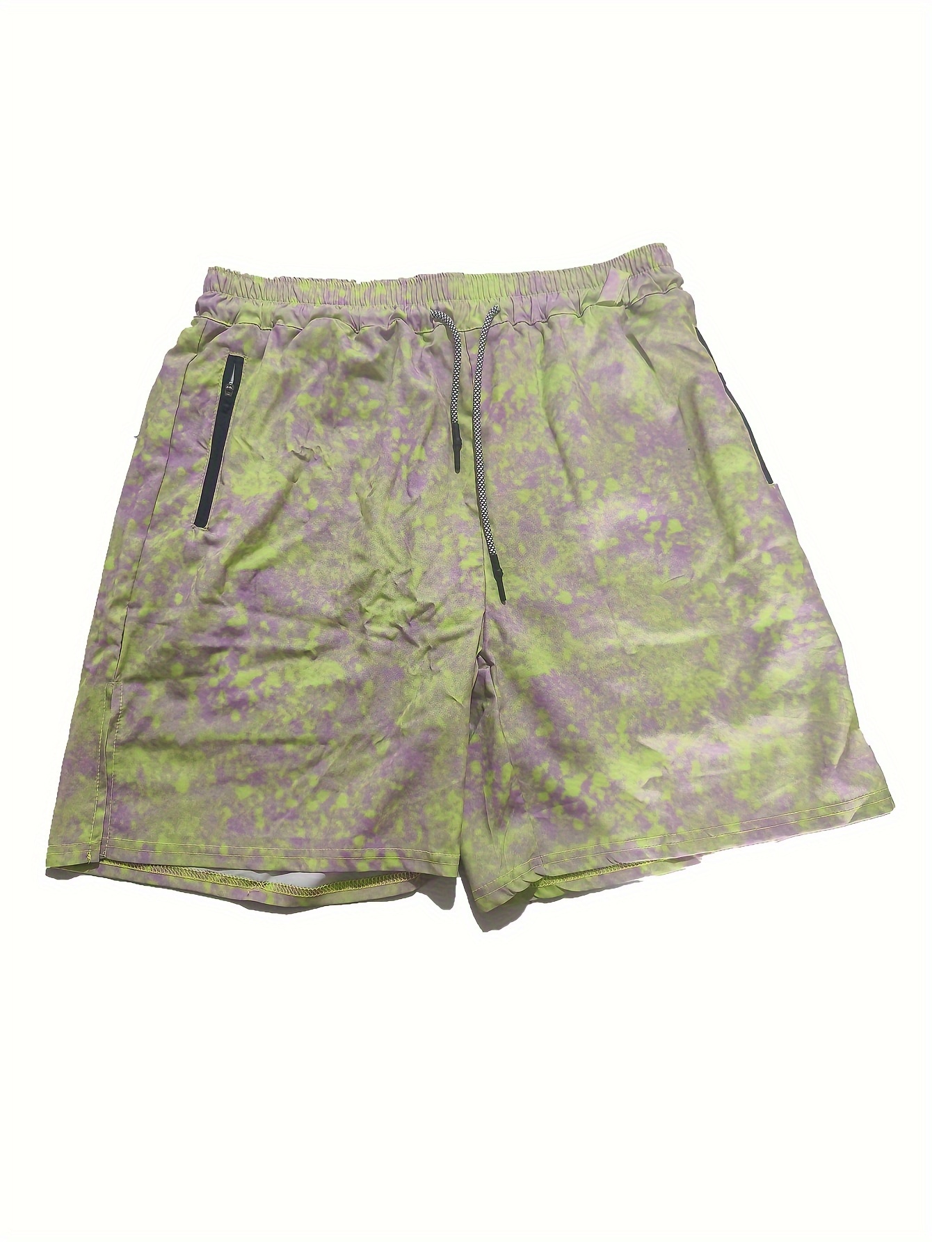 2-in-1 Double Layer Shorts With Inner Zipper Pocket, Men's High Stretch Sports Shorts For Summer Gym Workout Training