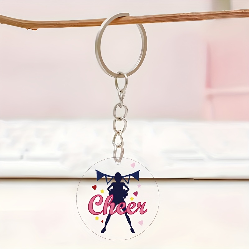 20 Pcs Cheerleader Acrylic Keychain Cheerleading Inspirational Quote  Keychain Motivational Cheer Keychain Circle Round Cheer Key Chains Bulk for