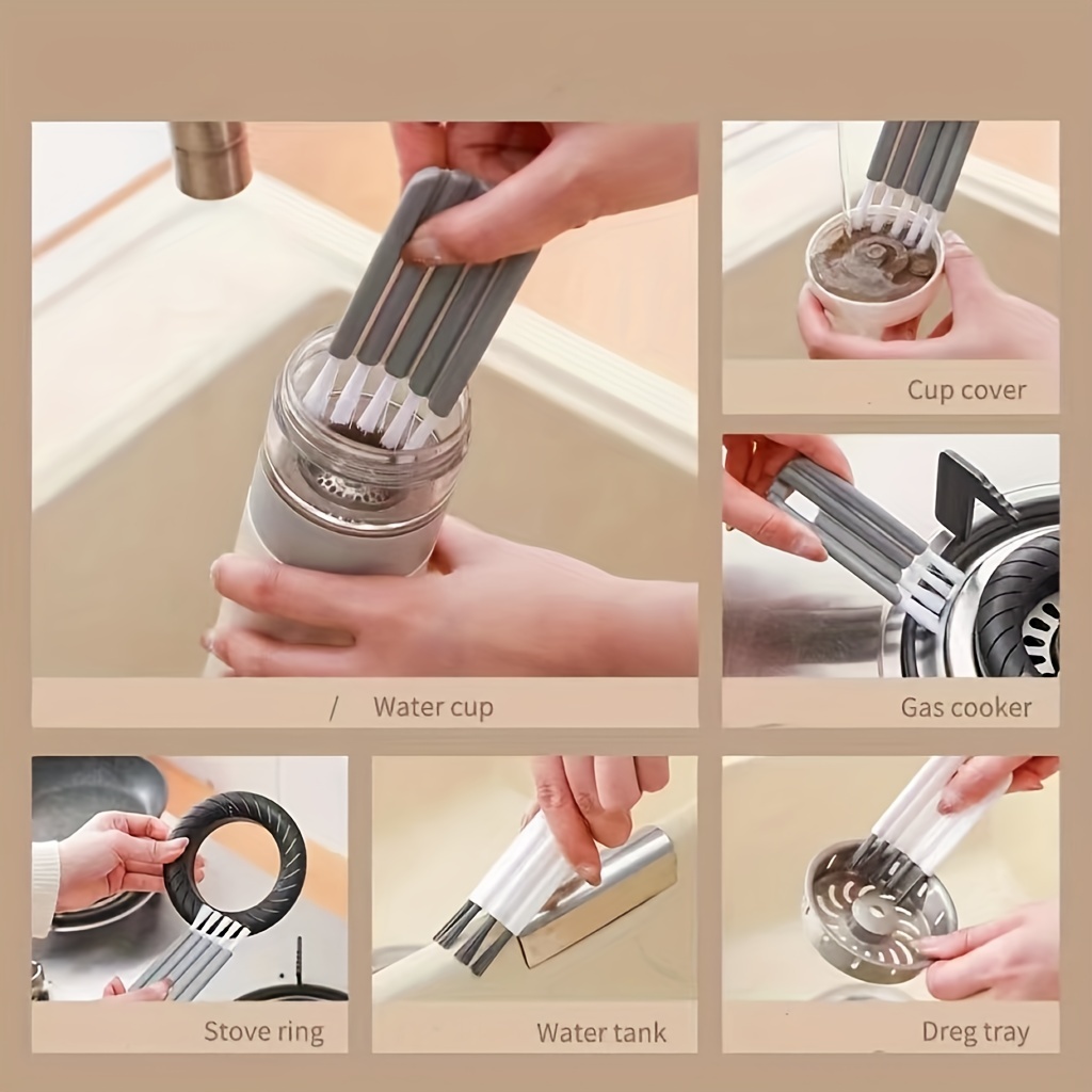 1pc Multi-functional Cleaning Brush With Bendable Cup Lid Brush