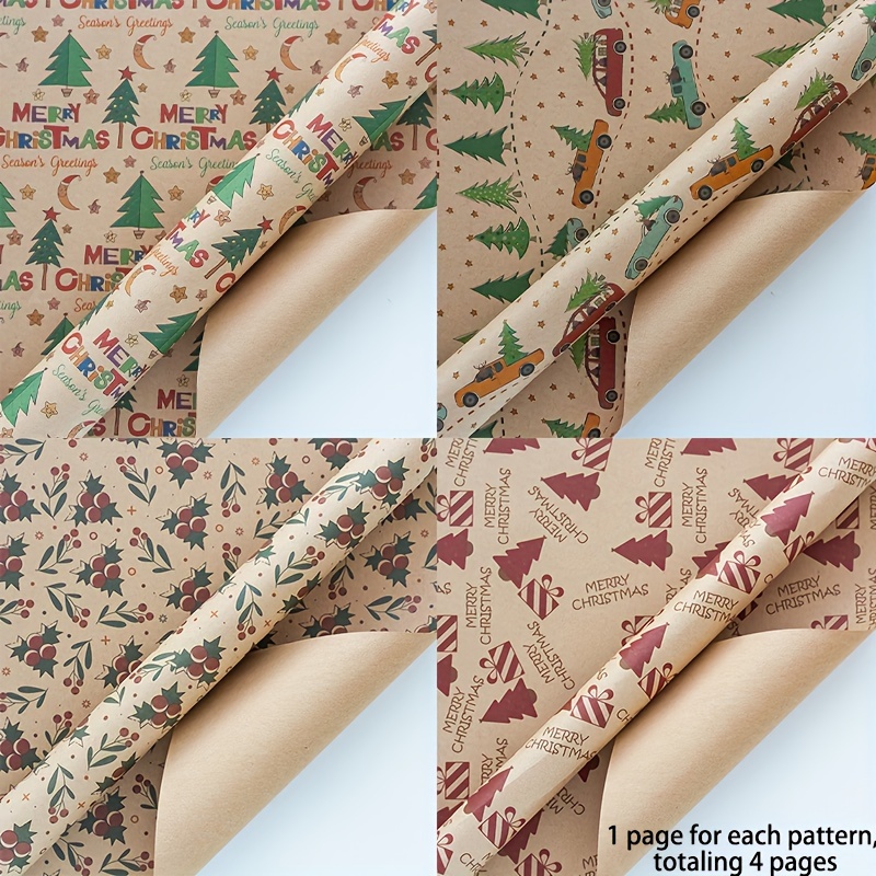 Vintage Christmas Tree Gift Wrapping Paper Multiple Patterns - Temu