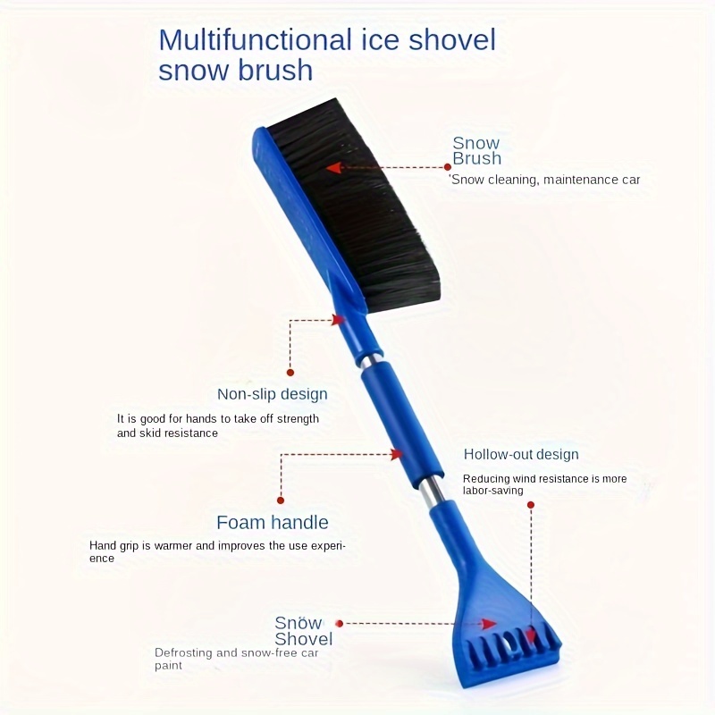 1 Snow Shovel Broom Snow Scraper Universal Ice Remover - Temu