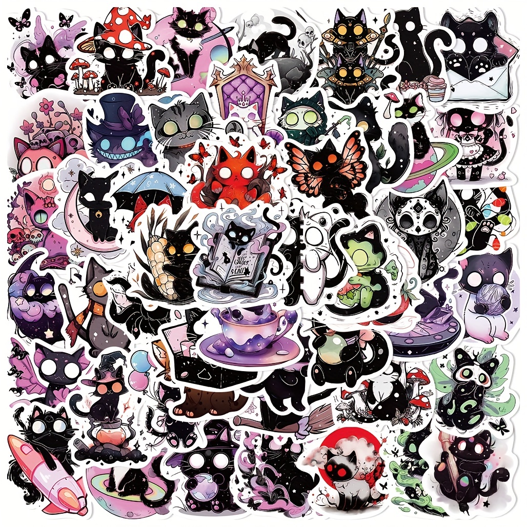 Funny Cat Stickers For Water Bottles Kawaii Stickers Pack - Temu