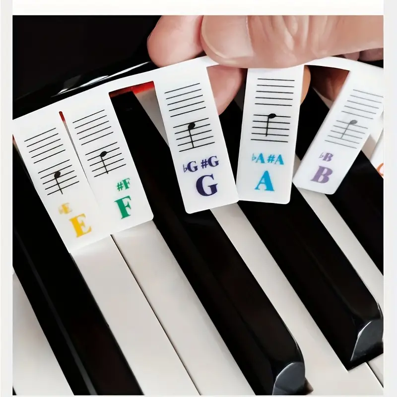 Piano Keyboard Notes Guide Étiquettes Amovibles, Avec Autocollant De  Touches Noires De Piano, Guide De Clavier