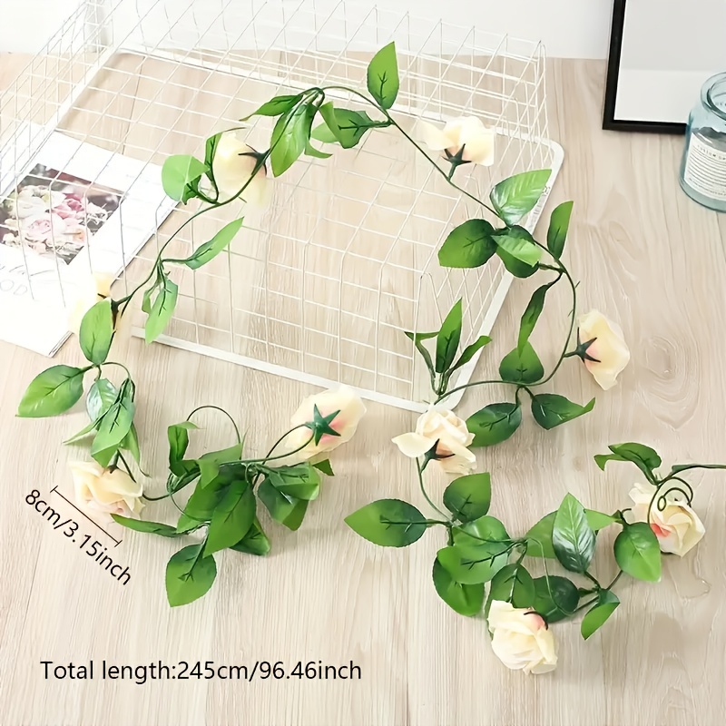 Artificial Rose Vine Flowers With Green Leaves Fake Silk Rose Hanging Vine  Flowers Garland Ivy Plants For Home Wedding Party Garden Wall Decoration  (champagne) - Temu