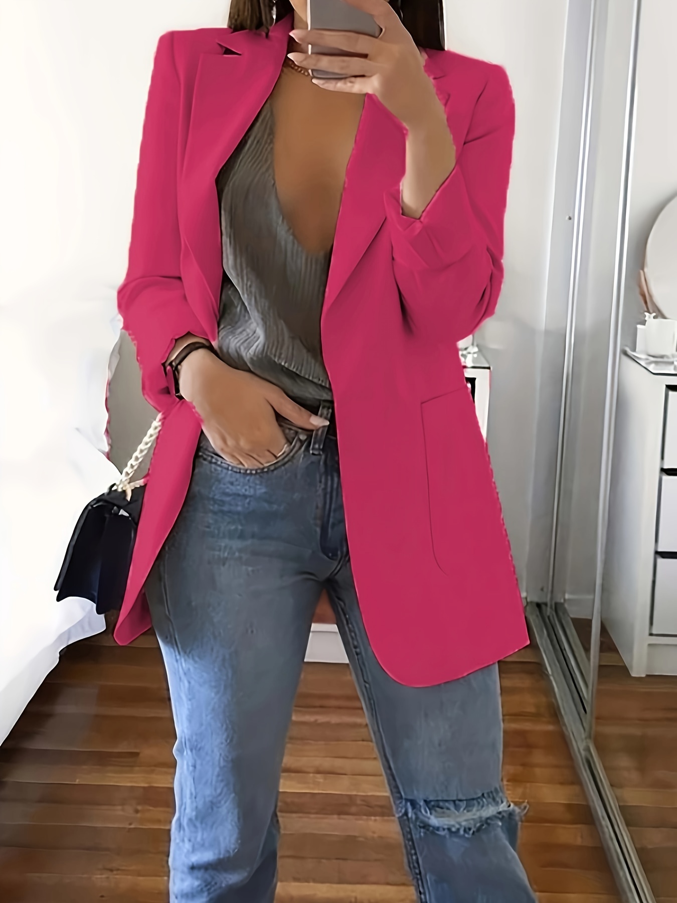 Womens Plus Size 3 Piece Outfits Long Sleeve Blazer Jacket Crop