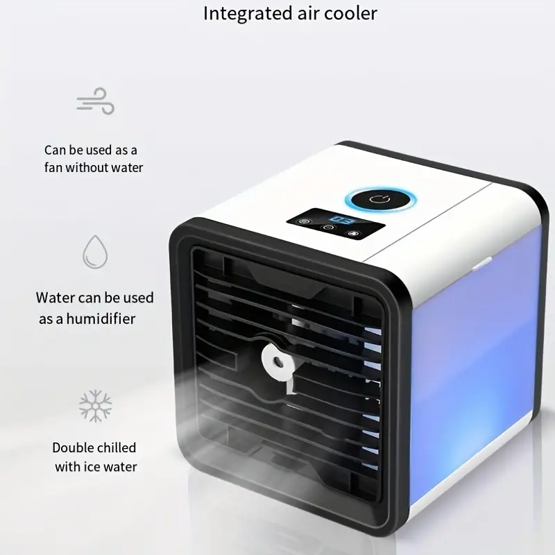1pc new usb mini air conditioner fan cold air machine cooler home desktop refrigeration small air conditioner mobile humidifier water cooling fan summer  office  details 3