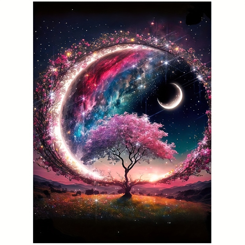 

1pc Diy5d Artificial Diamond Painting Set Starry Tree Suitable For Beginners, Adults Handmade, Living Room, Interior Decoration Painting Set Handmade Home Gifts, Frameless 11.8 * 7.88 Inches